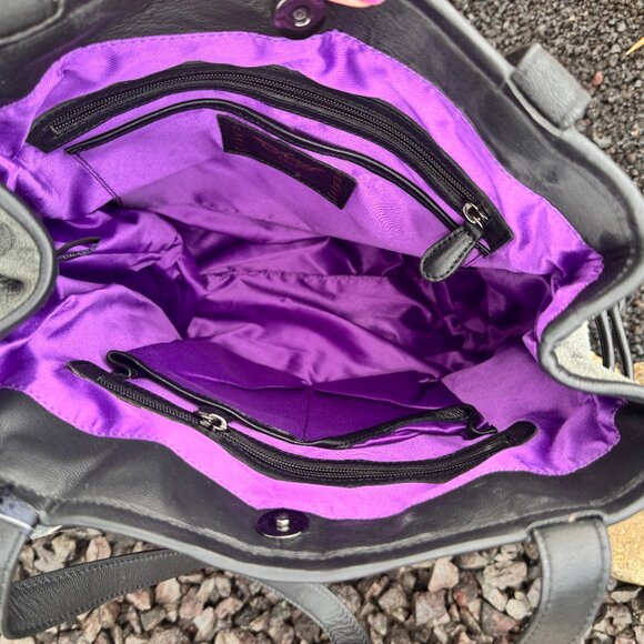 Sharif Gray and Black Shoulder Bag with Silver Accent - Picture 9 of 14